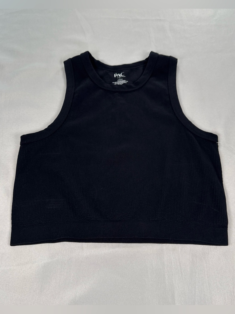 NWT Pacsun PAC Cares Ribbed Tank Top Black Womens Large Cropped Stretch